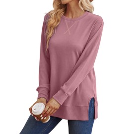 Saloogoe Cute Tops for Women Trendy Side Split Sweatshirts 2024 Aesthetic Clothes L