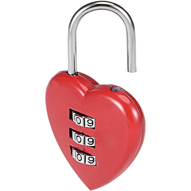 2Pcs Red 3 Digit Combination Padlock, 3mm Shackle, Zinc Alloy