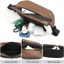 REETEE Bum Bag Belt Bag Men Women Waterproof Waist Bag Small Chest Bag Sling Bag Multifunctional Fanny Pack with Adjustable for Running Fitness Hiking Dog Walks, champagne, Fashionable