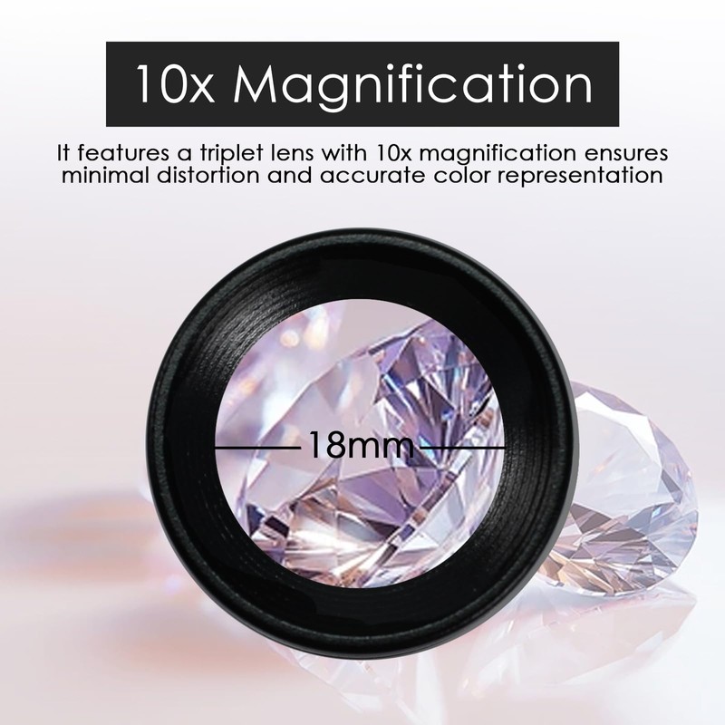 Portable 10x Darkfield Loupe 20.5mm Triplet Lens with LED Light,
