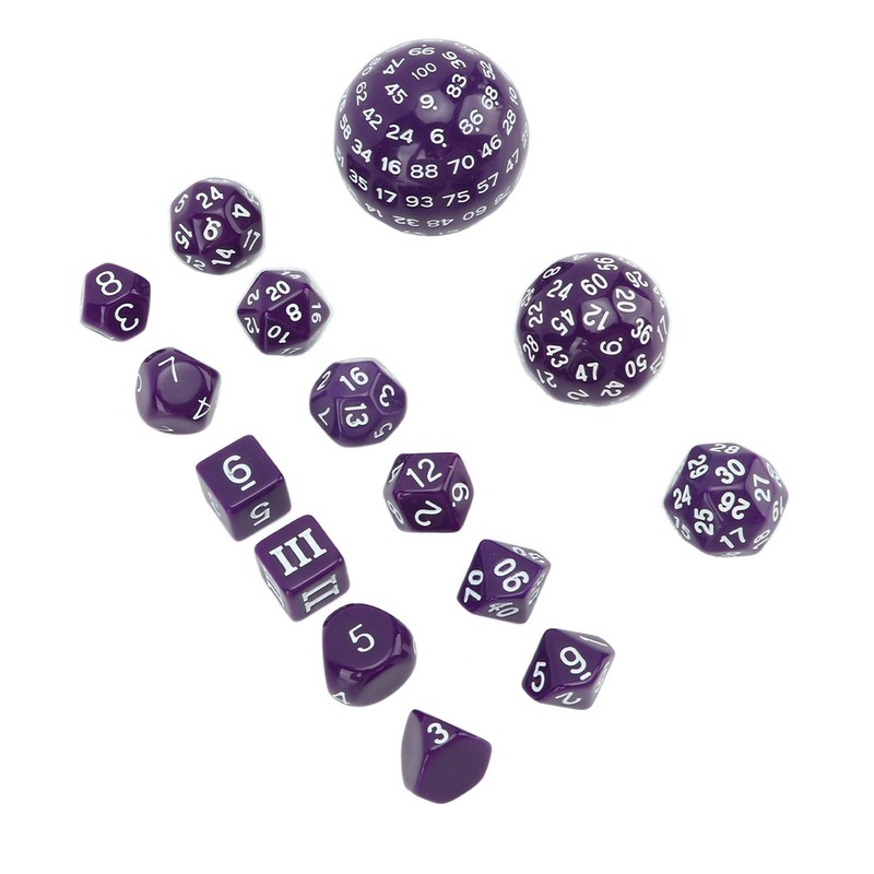 15pcs Polyhedral Dice Set 3 to 100 Sides Complete Polyhedral