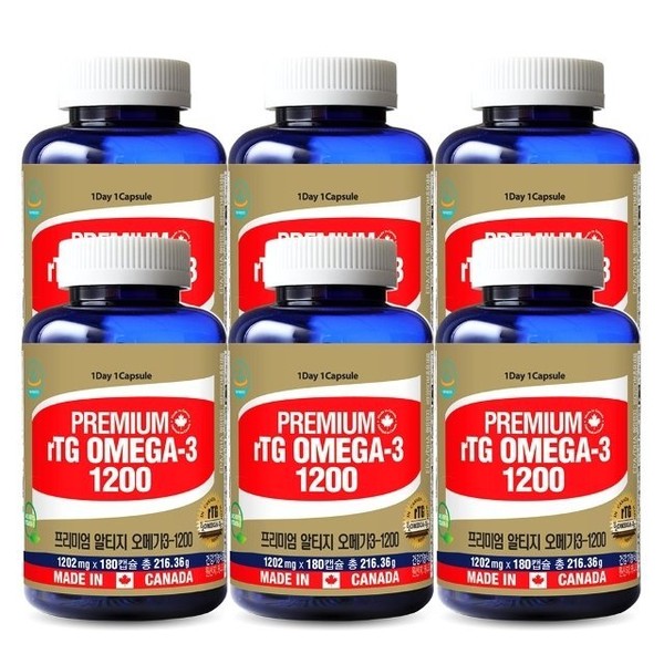 Tonglife-rTG Premium Altige Omega 3 1200+Vitamin D-6 months supply-6 bottles, none / 통라이프-rTG 프리미엄 알티지 오메가3 1200+비타민D-6개월분-6병, 없음