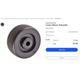 8 PACK - 2 1/2" Caster Wheel: Polyolefin-Pla