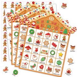 Shappy 35 Pieces Christmas Nativity Bingo Game Christian Bingo Game 24 Players Nativity Bingo Cards Christmas Games for Family Friends School Classroom Activities Holiday Party Favors (Gingerbread)