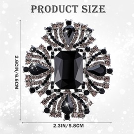 Vintage Austrian Crystal Rhinestone 6.5 * 5.8cm Women's Cross Flowers Shaped Brooch Pin Shiny Big Crystal Rhinestone Bouquet Brooch Pin for Women for Dance Party(Black)