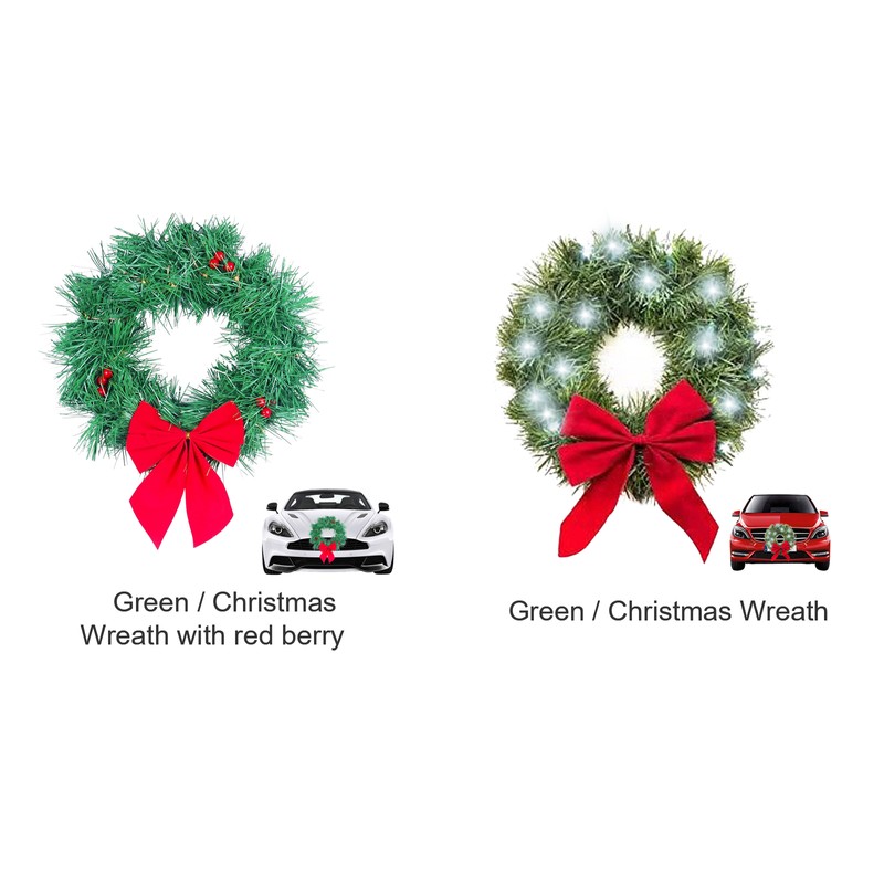 Car Christmas Wreath Decoration with Lights Suitable for Truck SUVs