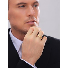 VQYSKO 4mm 6mm 8mm Tungsten Ring for Men Woman Wedding Band Engagement Ring Width | Silver Beveled Edges Matte Brushed Finish Comfort Fit | Size 5-12 (Gold 4mm, 9)