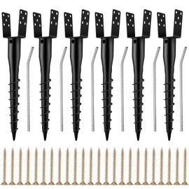 Hicarer 6 Set No Dig Ground Anchor U Model Screw in Post Stake Fence Spike, Fits Standard 4 x 4'' Post (4.6 x 4.6 Inch Actual), for Mailbox and Fence