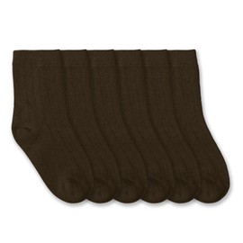Jefferies Socks Boys School Uniform Rib Crew Socks 6 Pair Pack (S - USA Shoe 9-1 - Age 3-7 Years, Brown)