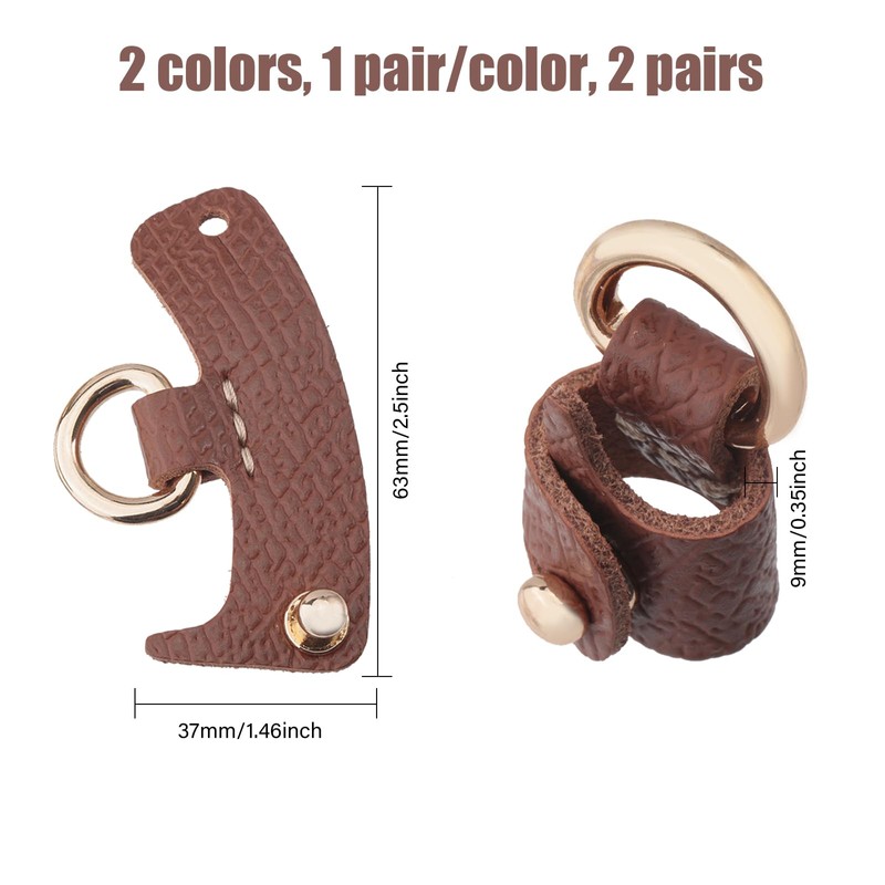 CHGCRAFT 2 Pairs 2 Colours Leather Unadulterated Bag D Ring