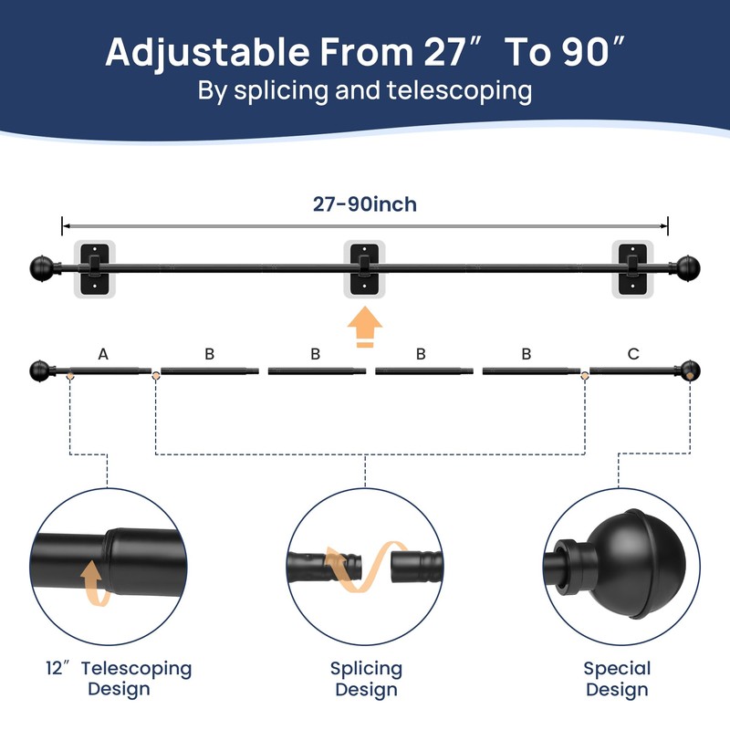 ENJOYBASICS No Drill Curtain Rods for Window 48 to 84