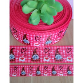 Unbranded 7/8 and 1.5" (1 YD) Valentine's Day Grosgrain Ribbon Gnomes Hearts Love Hair Bow - 1.5 Inch