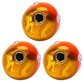 3-Piece Set Tairaba Tungsten Sea Bream Lava 160g Orange Gold Tungsten Head with Gold Holo Color, Eyeball, Color Tairaba Head, High Purity 97% with Protective Tube