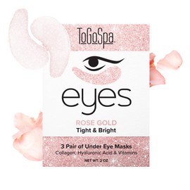 ToGoSpa Rose Gold EYES, Dark Circle Warrior | Premium Clean Anti-Aging Gel Pads with Collagen, Hyaluronic Acid, Aloe Vera, Vitamins C & E, 1 Pack - 3 Pair