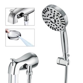 SUBEIXI Black Tub Spout with Diverter,10 Settings High Pressure Hand held Shower with ON/OFF Pause Switch, All Metal Bathtub Faucet with Sprayer