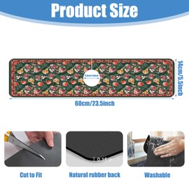 Sink Faucet Absorbing Mat Colorful Flowers Sink Splash Guard Drying Mat for Kitchen Bathroom Faucet Sinkmat 23.5"X5.5"