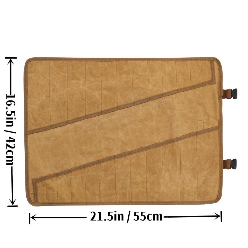 Wrench Roll Up Organizer Pouch,Heavy Duty 16oz Waxed Canvas Tool