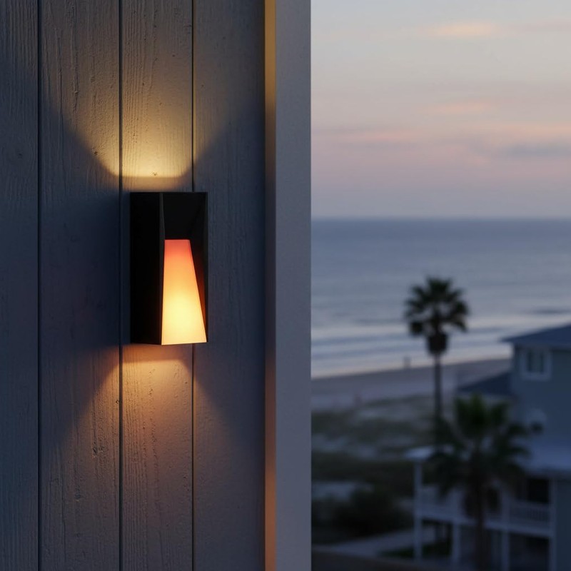 Modern Black LED Dynamic-Flame Effect Wall Lights,12W,3000K,Waterproof