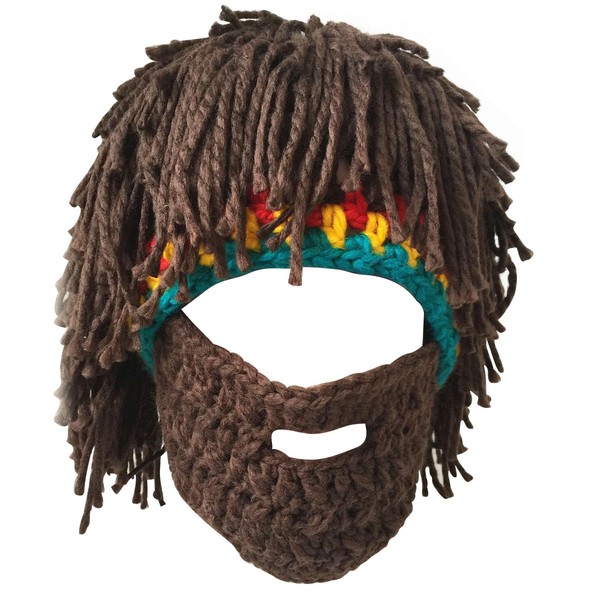 Funny Barbarian Knit Beard Hat Creative Wig Beanie Hat Warm
