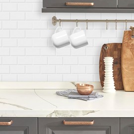 Décor Wow Peel & Stick Backsplash for Kitchen & Bathroom White Subway, 1 sq ft (8-Pack)