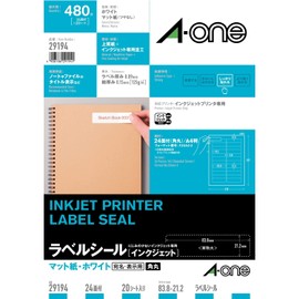 エーワン ラベルシール インクジェット A4 24面 20シート 29194