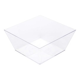 18 Ounce Plastic Square Bowls, 25 Medium Square Plastic Serving Bowls - Recyclable, Crack-Resistant, Clear Plastic Square Disposable Bowls, Durable, For Parties Or Catering Events - Restaurantware