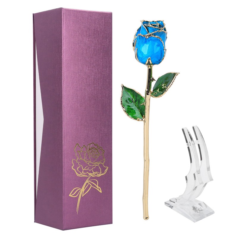 24K Gold Plating Rose Flower with Base Gift for Valentines