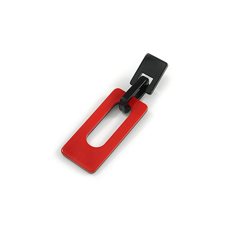 Red/Black Square Acrylic Drop Statement Earrings - 90mm Long