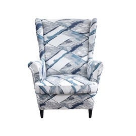 CRFATOP Printed Wing Chair Slipcovers 2 Piece Stretch Wingback Chair Cover Spandex Fabric Wingback Armchair Covers with Elastic Bottom for Living Room Bedroom Wingback Chair (A20)