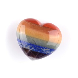 CrystalTears 7 Chakra Worry Stone 40 x 45 mm Heart Shape Palm Stone Crystals Heart Shape Thumb Stone Lucky Charm Heart Stone for Reiki Healing Meditation