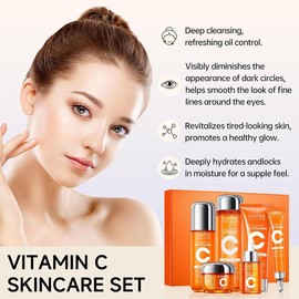 5 Heavy Vitamin C Skincare Set with Niacinamide, Centella Asiatica & Hyaluronic Acid - Moisturize, Glow, Soothe, Repair, Tighten & Anti-aging