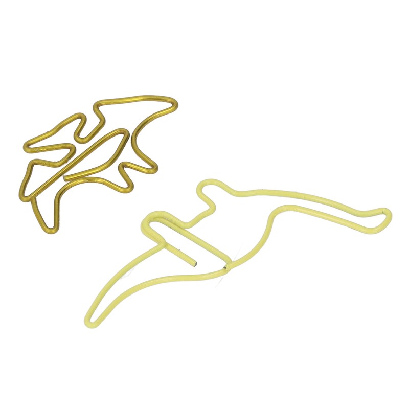 100pcs Shaped Paper Clips Pterosauria Yellow Dinosaur Shape Metal Portable