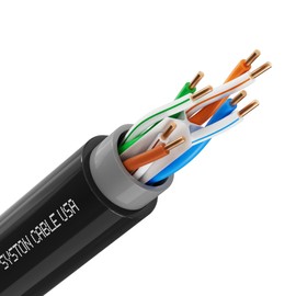 Syston Direct Burial Cat 6A+ Ethernet Network Cable 700 MHz, Bulk UTP 23 AWG Outside Plant (OSP) - Rated, Pure Bare Copper Wire, Waterproof Dual-Layer Jacket for Outdoor Wet Location Using