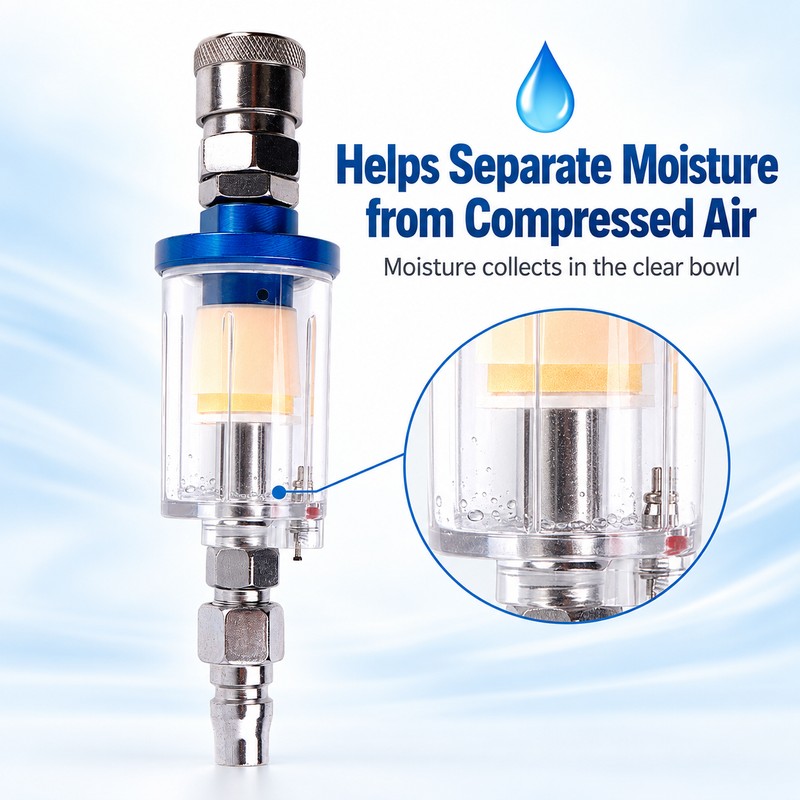 Air Compressor Water Separator Filter for Spray Guns – 1/4-Inch