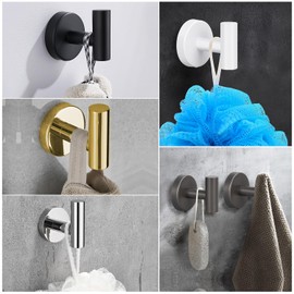Mdvora 4 Pack Towel Hooks, Robe Hook, Bathroom Coat Hook Wall Mounted, SUS304 Stainless Steel Bathroom Hooks, Towel Hook for Bedroom Kitchen Hotel Office(4 Pack Matte Black)