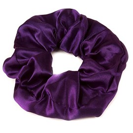 Mytoptrendz® Large Luxurious Smooth Soft Silky Satin Plain Scrunchie Ponytail Hairbands Traceless For Girls Women Thick Curly Hair - (Purple)