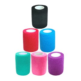 Baisunt 6 Pack 3 Inches Cohesive Bandage Self Adhesive Wrap Elastic Self Adherent Vet Wrap Breathable Self Stick Tape for Wrist, Ankle, Sports, Tatoo Wrap(5 Yards, Multi Colors)