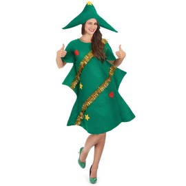 LYSINK Christmas Tree Cosplay Costume For Parent-Children Women Short Sleeve Dress With Hat Set Kid Christmas Cos Tree Tops (Green Adult, XL)