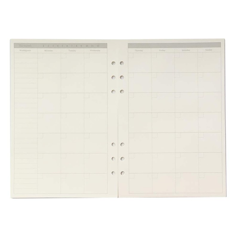6 Ring Binder Refill, Undated A5 Planner Inserts, Monthly Planner