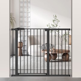 38.5" Extra Tall Pet Gate Pressure Mounted - 48.82"-51.57" Wide Walk Through Baby Gates with Door for The House Stairs Doorways - Puppy Doggy Dog Gates Fence Child Safety Gate