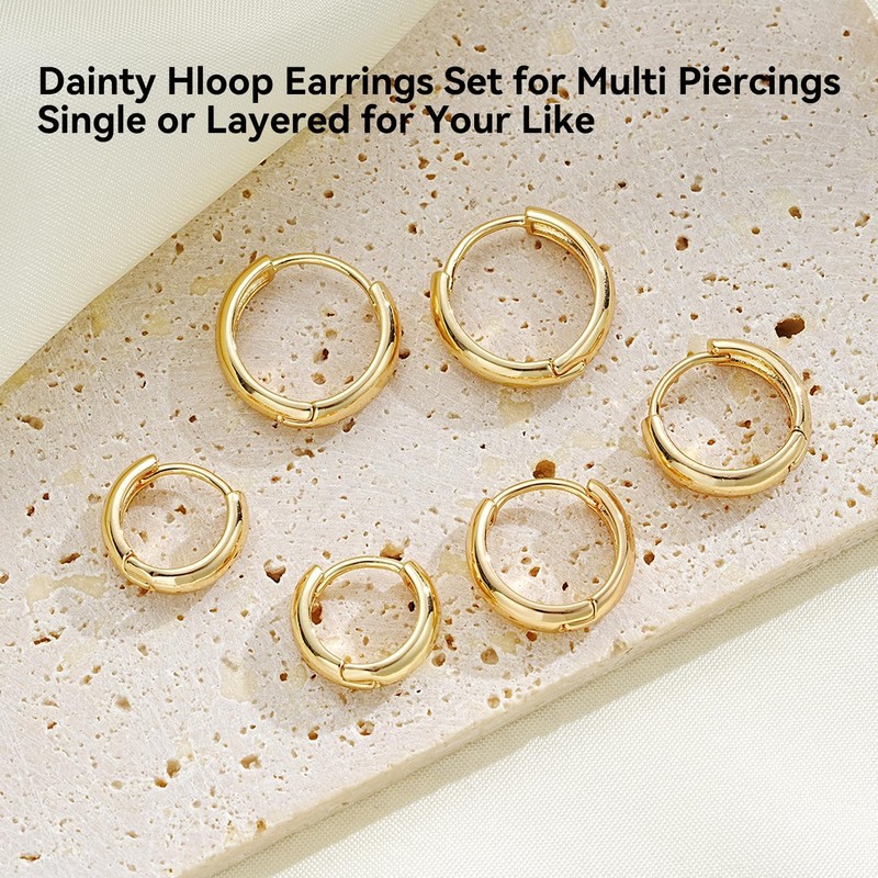 3 Pairs Gold Earrings, Simple And Stylish Gold Hoops Earrings
