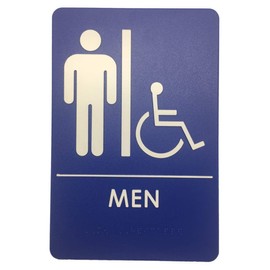 London Health Products Mens Restroom Sign - ADA Compliant - Blue & White - Includes Adhesive Tape and Instructions (1)