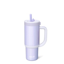 Ello Oasis 18oz Stainless Steel Kids Tumbler with Handle & Retracting Straw, 100% Leakproof, Double-Wall Vacuum Insulated, Kids Water Bottle for School, BPA Free, Dishwasher Safe, Purple Holographic