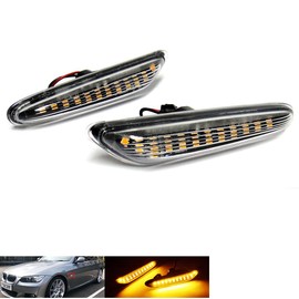 RZG 2x Clear Lens Side Indicator Amber LED Marker Repeater Light For 1 3 5 Series E81 E82 E87 E46 E90 E91 E92 E60 E83 X3
