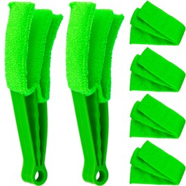 2 Pieces Microfiber Blind Duster Brushes with 6 Microfiber Sleeves Window Blind Cleaner Dust Collector Tools with Extra Microfiber Sleeves for Window Shutters Vent Air Conditioner