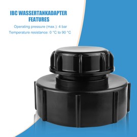 IBC Tank Adapter S100 x 8 to Reduce S60 x 6 Coarse Thread Connection with Tank Cover End Cap and Teflon Tape for IBC Rainwater Tanks Barrel Valve Garden Hose Tap Adapter Tools