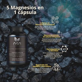 NSN | ULTRA MAGNESIO | 5 Magnesios en 1 | con OROTATO de Magnesio | Formulado por la Dra. Friné Velázquez | Glicinato, Citrato, Gluconato, Oxido | 100
