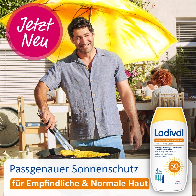 Ladvial Empfindliche und Normale Haut Sonnenschutz-Lotion LSF 50+ für den