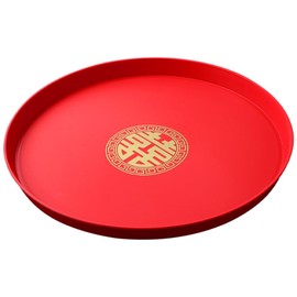 Luxshiny Chinese Wedding Serving Tray Platter Fruit Plate Round Tea Tray Plastic Candy Dishes Food Snack Storage Plate for Home Decor Wedding Centrepieces Red
