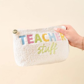 The Darling Effect Gifts for Teachers Supply Pouch for Teacher Stuff Soft Sherpa Cosmetic Bag Organizing Storing Jewelry and Accessories Case Classroom or Travel